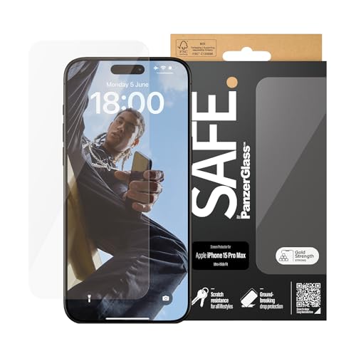 Protettore Per Schermo Safe. By Panzerglass™ Resistente Ai Graffi Per Apple Iphone 15 Pro Max - Display Cristallino E Protezione Dagli Urti