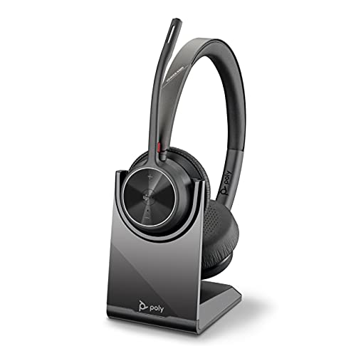 Poly - Cuffia Wireless Voyager 4320 Uc Con Base Di Ricarica - Cuffia Con Microfono Ad Asta - Si Collega A Pc/Mac Con Adattatore Bluetooth Usb-C E A Te