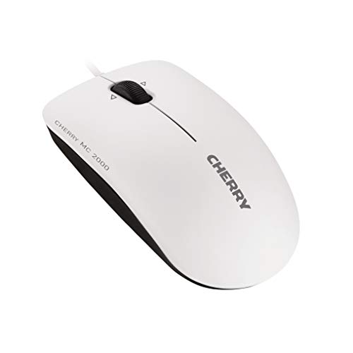 Cherry Mc 2000, Mouse Ottico, Cablato, Tecnologia Tilt-Wheel, Design Simmetrico, Bianco-Grigio