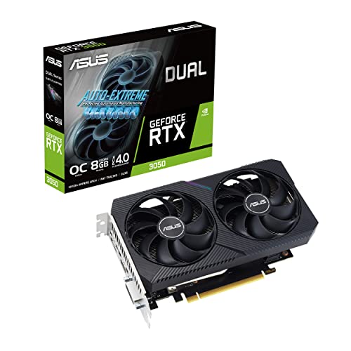 Asus Dual Nvidia Geforce Rtx 3050 V2 Oc Edition Scheda Grafica, 8 Gb Gddr6 128-Bit 14 Gbps Pcie 4.0, Gpu Tweak Iii, Dual-Rtx3050-O8G-V2