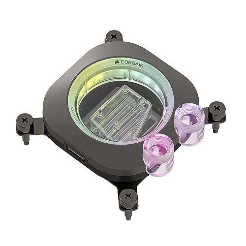 Corsair Icue Link Xc7 Rgb Elite Waterblock Per Cpu - Camera Di Flusso Trasparente - 24 Led Rgb - Adatto Per Intel Lga 1700, Amd Am5 E Precedenti - Gri