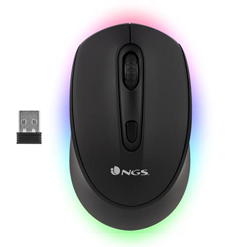 Ngs Smog-Rb - Mouse Multidispositivo Wireless Ricaricabile Con Illuminazione A Led, Tecnologia Bluetooth 3.0/5.0, 2.4Ghz, Portata 10M, Durata Della Ba