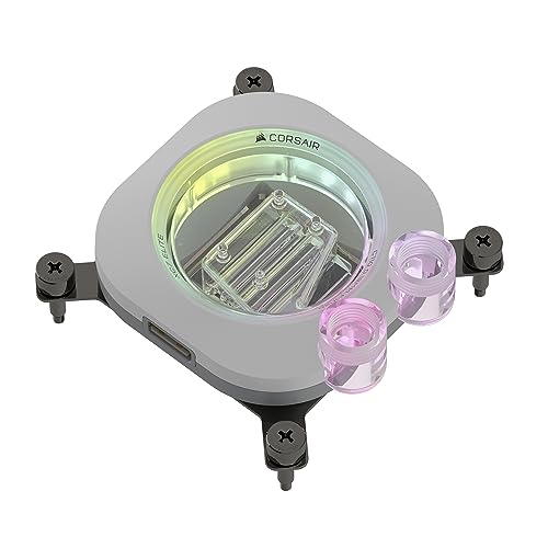 Corsair Icue Link Xc7 Rgb Elite Waterblock Per Cpu - Camera Di Flusso Trasparente - 24 Led Rgb - Adatto Per Intel Lga 1700, Amd Am5 E Precedenti - Bia