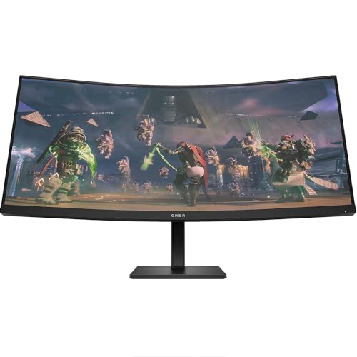 Hp Omen 34C Gaming Monitor, Schermo Curvo Da 34 Pollici, Pannello Va 21:9 Wqhd 165Hz, 1 Ms, Displayhdr 400, Antiriflesso, 400 Nits, Amd Freesync, Disp