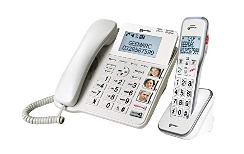 Geemarc Amplidect 595 Combi - Telefono A Filo Amplificato E Microtelefono Aggiuntivo Con Segreteria Telefonica, Tasti Grandi E Funzione Sos Per Anzian