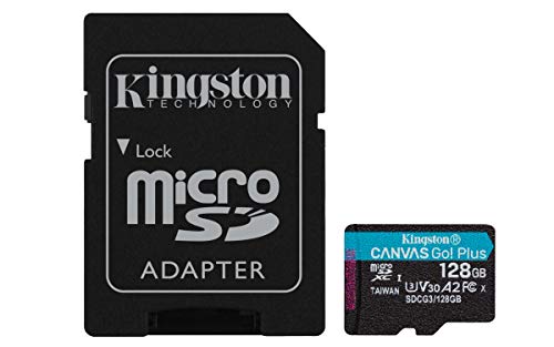 Kingston Canvas Go! Plus Microsd Scheda Di Memoria Classe 10, Uhs-I 128Gb Microsdxc 170R A2 U3 V30 Card + Adattatore