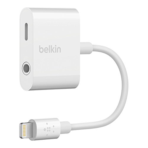 Belkin Audio+Charge Rockstar Da 3,5 Mm (Adattatore Aux Per Iphone/Adattatore Di Ricarica Per Iphone), Bianco
