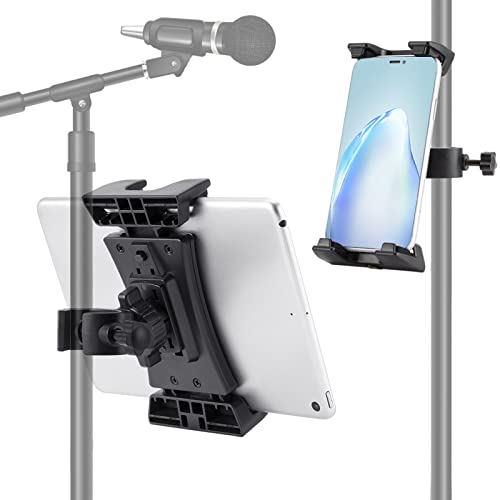 Nuomic Supporto Tablet Asta Microfono, Supporto Ipad Portatile Per Asta Microfono E Leggio Spartiti Musicali, Universale Porta Tablet Microfono Per Ip