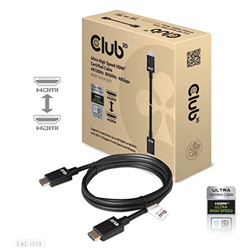 Club3D Ultra High Speed Hdmi 4K120Hz 8K60Hz Certified Cable 48Gbps M/M 1.5 M/4.92 Ft