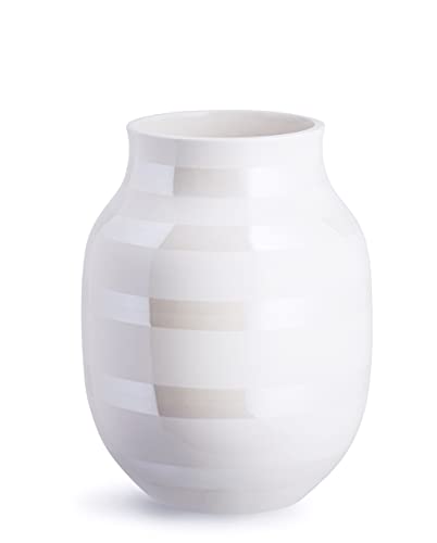 Vaso Kähler H20 Cm Omaggio Originaldesign Con Strisce Dipinte A Mano, Bianco
