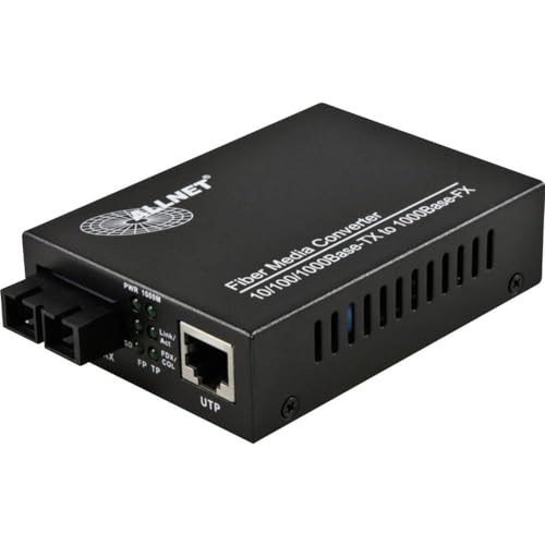 Allnet 102459 1000 Mbit/S Multimode Nero Convertitore Di Supporto Rete – Convertitori Di Fissaggio Rete (1000 Mbit/S, Ieee 802.3, Ieee 802.3 Ab, Ieee