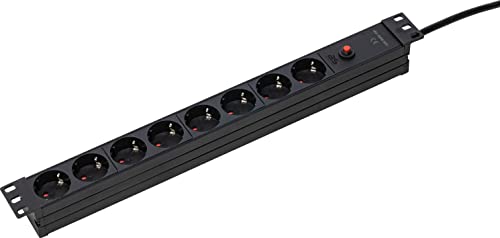 As - Schwabe Ciabatta Elettrica A 8 Prese, 19" Rack, Per Montaggio Universale In Armadi Di Rete Da 19", Cavo Rivestito In Plastica, 230 V/10 A, A 45°,