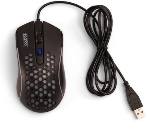 Celly, Mouse Con Filo Hive, Linea Sparco, Mouse Ergonomico Con Design Alveolare, Click Silenzioso E Luci Led Rainbow, Dpi Regolabili, Mouse Con Filo E