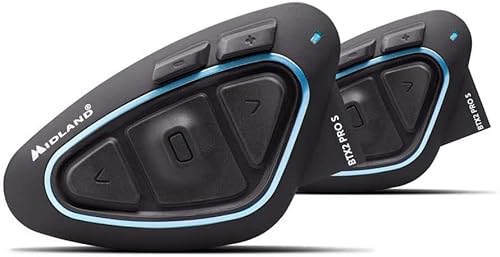 Midland Btx2 Pro S Twin C1414.05, Interfono Moto Bluetooth Doppio, Auricolari Casco Impermeabili Ipx6, Cancellazione Del Rumore, Fino A 8 Persone, Bat