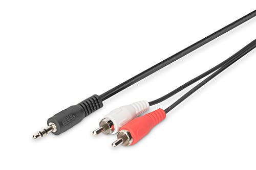 Digitus Cavo Adattatore Audio - Da Jack 3,5 Mm A 2X Rca - Cavo Aux - Cavo Stereo - Adattatore Rca - 2,5 M - Nero - Per Impianti Stereo, Home Cinema, S