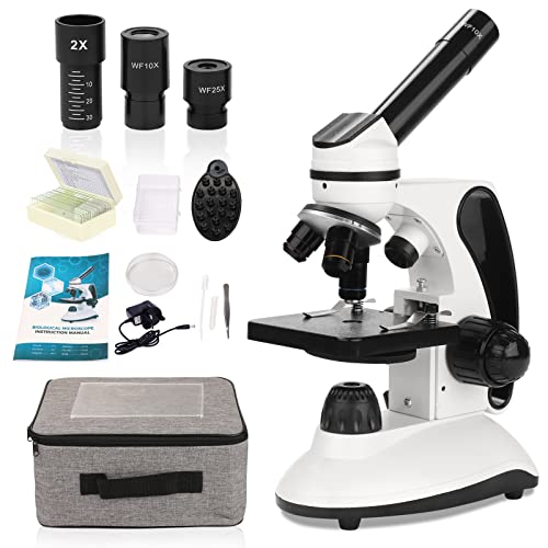 Microscopio Professionale 40X-2000X Per Bambini Studenti Adulti, Microscopio Portatile Con Adattatore Per Telefono, Vetrini Per Microscopio Set, Per S
