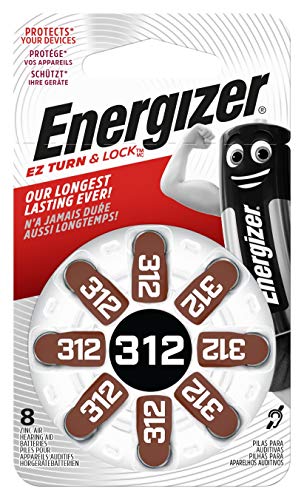 Energzier Batterie 312 Per Apparecchi Acustici, Zinc Air, Confezione Da 8, Argento