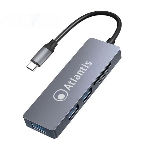 Adattatore Atlantis A04-Tc_Cr+Hb Adattatore 5 In 1 Da Type-C A Hub 3 Porte Usb 3.0 + Card Reader A04-Tc_Cr+Hb