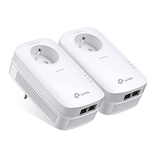 Tp-Link Powerline 2000Mbps Con 2 Porte Gigabit Ethernet E Socket Integrato, 2 Kit Powerline - Soluzione Perfetta Per Usufruire Del Servizio Multi-Tv A