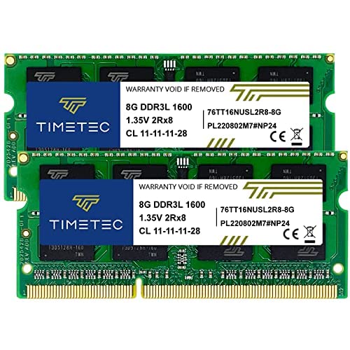 Timetec Ddr3L/Ddr3 1600Mhz 2Rx8 Dual Rank 204 Pin Sodimm Computer Modulo Ram Aggiornamento (1600Mhz (8Gb*2))