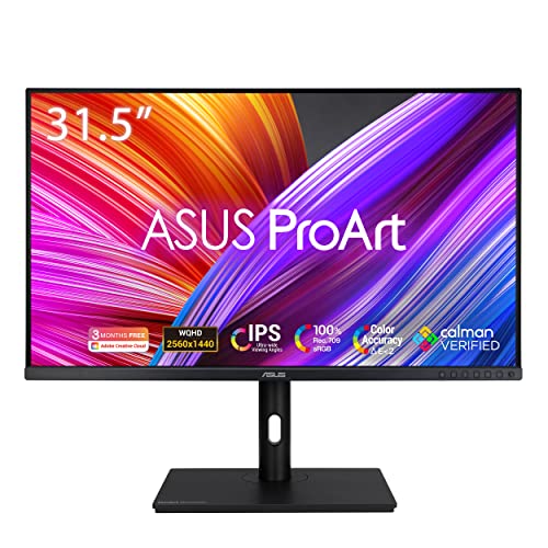 Asus Proart Display Pa328Qv Monitor Professionale Da 31,5” Pollici, Ips, Wqhd (2560 X 1440), 100% Srgb, 100% Rec.709, Precisione Del Colore Δe < 2, Ca