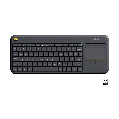 Logitech K400 Plus Tastiera Wireless Touch Tv, Facili Controlli Multimediali E Touchpad Integrato, Tastiera Htpc Per Tv Collegata Al Pc, Windows, Andr