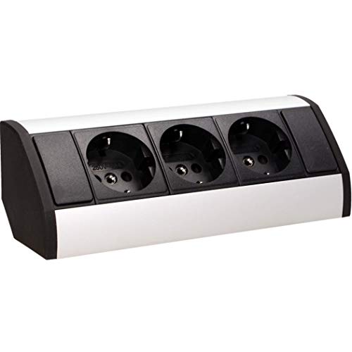Orno Gm-9001(Gs) Presa Angolare 3X Shuko 3680W Montaggio A 45° Su Superficie Per Cucina, Ufficio E Piano Di Lavoro