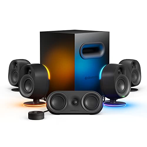 Steelseries Arena 9 - Altoparlanti Da Gaming 5.1 Illuminati - Audio Surround 5.1 Usb - Altoparlanti Posteriori Wireless - Design A 2 Vie - Subwoofer -