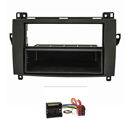 Tomzz Audio 2434-017 Set Lunetta Radio Adatta Per Mercedes A (W169) B (W245) Sprinter (W906) Viano Vito Nero Con Adattatore Quadlock Iso