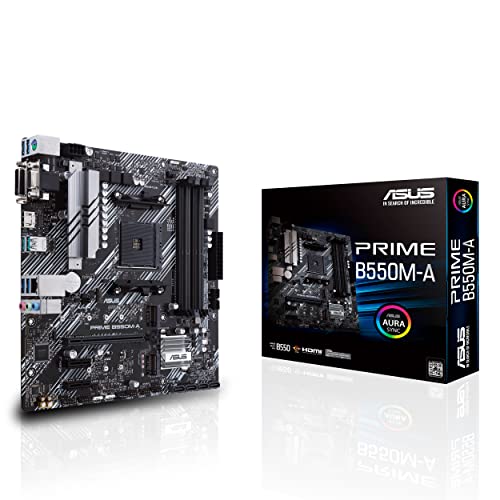 Asus Prime B550M-A, Scheda Madre Micro Atx Amd B550 (Ryzen Am4), Dual M.2, Pcie 4.0, 1 Gb Lan, Hdmi/D-Sub/Dvi, Sata 6 Gbps, Usb 3.2 Gen 2 Type-A, Conn