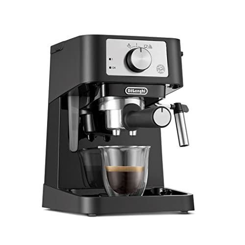 De'Longhi Macchina Da Caffè Manuale Stilosa Ec260.W, Pressione 15 Bar, Sistema Cappuccino, Spegnimento Automatico, Compatibile Con Cuscinetti Ese, 2 C