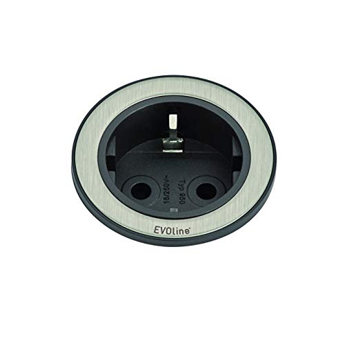 Evoline 159000000000 159280001100 - Ciabatta Elettrica Da Incasso, 1 Pezzo, In Acciaio Inox, Colore: Nero