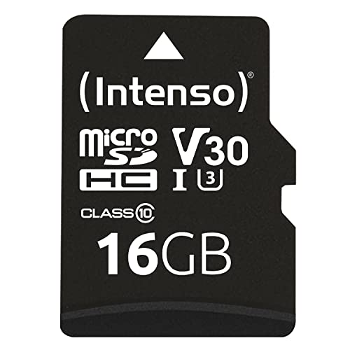 Intenso Professional Scheda Di Memoria Microsdhc Da 16 Gb Class 10, Uhs-I U3, V30, Fino A 100 Mb/Sec (Con Adattatore Sd), Nero