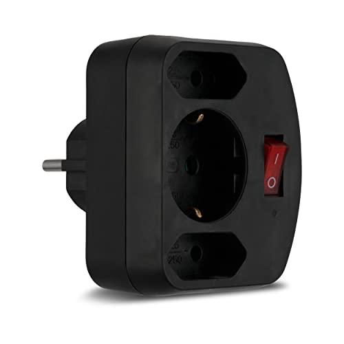 Rev 135171 - Adattatore Combinato, 2,1 Volte - Alimentazione (Piegare 1 Febbraio 3500 W, 250 V, 16, Nero, 115 X 75 X 55 Mm)
