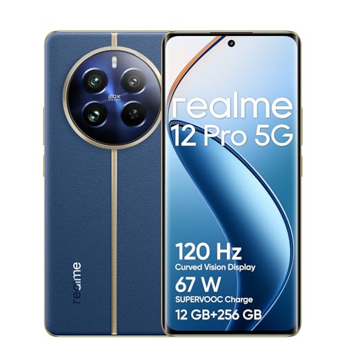 Realme 12 Pro 5G Smartphone, 12+256Gb, Ritratto Con Teleobiettivo Sony Zoom Ottico 2X, Fotocamera Imx882 Ois, Display Curvo Da 120Hz, Ricarica Supervo