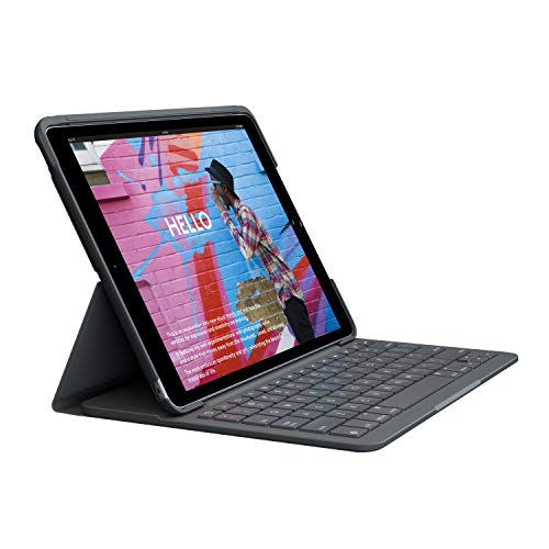 Logitech Slim Folio Per Ipad (7ª E 8ª Generazione) Custodia Con Tastiera Wireless Integrata, Layout Inglese Uk Qwerty - Grafite