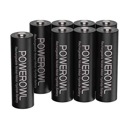 Batterie Ricaricabili Aa Ad Alta Capacità 2800Mah, Powerowl 1,2V Nimh Aa Pile Ricaricabili (1200 Cicli, Pre-Caricate, Confezione Da 8)