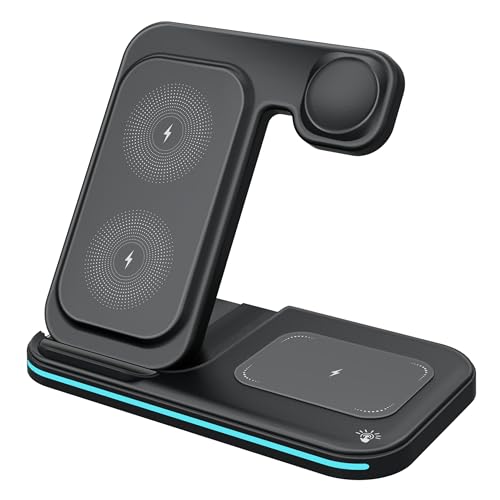 Mmobiel Stazione Di Ricarica Per Caricabatterie Wireless Compatibile Con Iphone, Apple Watch E Airpods - Caricabatterie Wireless Pieghevole 3 In 1 Com