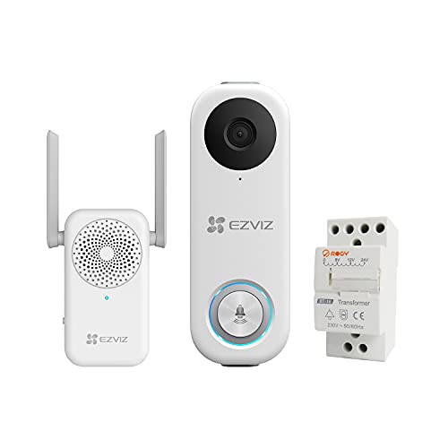 Ezviz - Db1C, Kit Videocitofono Wi-Fi, Risoluzione 1080P, Rilevamento Delle Persone, Audio Bidirezionale, Visione Notturna E Ip65, H.265, Semplice Ins