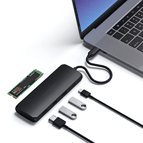 Satechi Adattatore Ibrido Usb-C - Alloggiamento Ssd M.2 Sata, Hdmi 4K 60Hz, Usb-C Pd, Porte Dati Usb-A 3.1 - Per Macbook Pro/Air M2/M1, Ipad Pro/Air M
