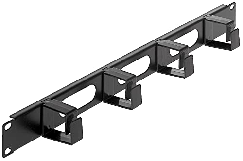 Intellinet 19" Cable Management Panel 1U - Rack Accessories (Black, 48.3 Cm (19"), 1U)