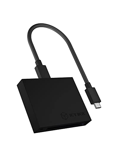 Icy Box Usb 3.1 Cfast Card Reder, Cfast 2.0, Usb 3.1 Gen2 (10 Gbps), Usb-C & Usb-A, Alluminio, Nero