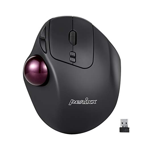 Perixx Perimice-717 - Mouse Wireless Trackball Integrato Da 1,34", Con Funzione Di Puntamento, 5 Pulsanti Programmabili, 2 Livelli Dpi