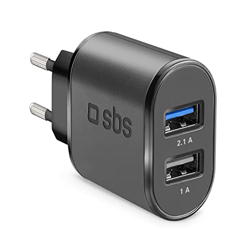 Sbs Caricatore Usb Da Parete 10W, Caricatore Usb Multiplo Con 2 Usb, Caricabatterie Per Iphone, Ipad, Samsung, Oppo, Xiaomi, Motorola, Lg, Huawei, Ner