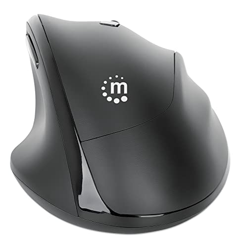 Manhattan 190237 Mouse Ergonomico Wireless Con Ricevitore Usb-A E Usb-C 2 In 1 Nero