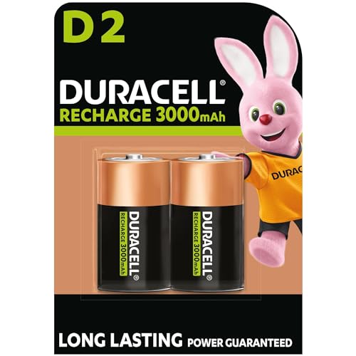 Duracell Batterie Ricaricabili D (Confezione Da 2), 3000 Mah Nimh, Energia Di Lunga Durata