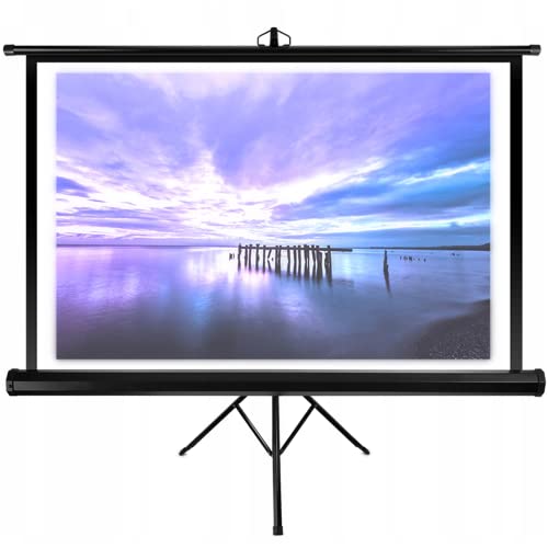 Overmax Tripod Screen 60" Pollici Schermo Proiettore Con Supporto 116 X 87Cm, Tela Bianca Opaca, Treppiede Regolazione Dell'Altezza, Meccanismo Di Chi