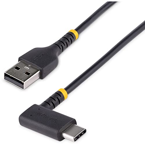 Startech.Com Cavo Da Usb-A A Usb-C A 90° Da 1M - Cavetto Di Ricarica Veloce Usb Tipo C Per Uso Intensivo - Cavo Dati Da Usb 2.0 Type-A A Type-C In Fib