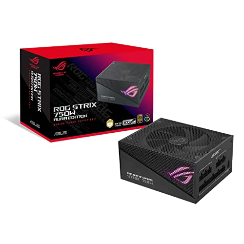 Asus Rog Strix 750W Gold Aura Edition, Alimentatore Completamente Modulare, 80+ Gold, Compatibile Con Atx 3.0, Supporto Pcie Gen 5.0, Ventola Axial-Te
