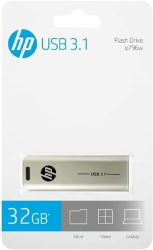 Hp X796W Usb 3.1 Flash Drive 32Gb, Design Push And Pull, Finitura Metallica